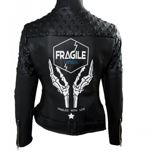 Fragile Express Handled With Love Halloween Costume Faux Leather Jacket