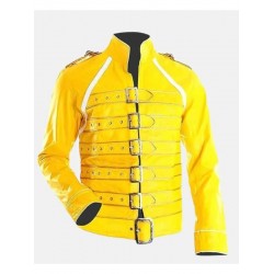 Freddie Mercury Concert Yellow Military Motorcycle Jacket