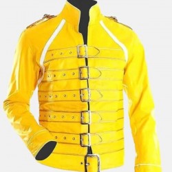 Freddie Mercury Concert Yellow Military Motorcycle Jacket