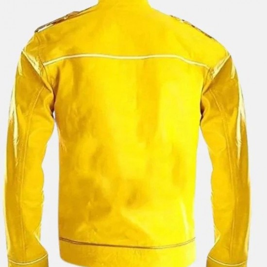 Freddie Mercury Concert Yellow Military Motorcycle Jacket