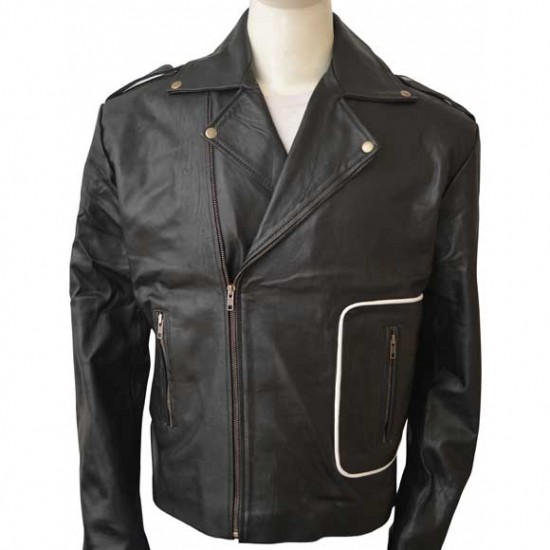 Grease John Joseph Travolta T-Bird Black Leather Jacket Grease John Joseph Travolta T-Bird Black Leather Jacket