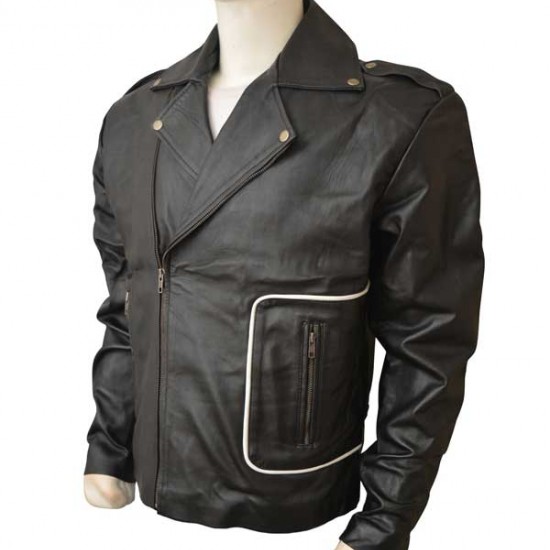 Grease John Joseph Travolta T-Bird Black Leather Jacket              