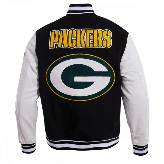 Green Bay Packers Black And White Wool Varsity Jacket Green Bay Packers Black And White Wool Varsity Jacket
