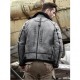 Grey Black Shearling Fur B3 Bomber Genuine Leather Jacket