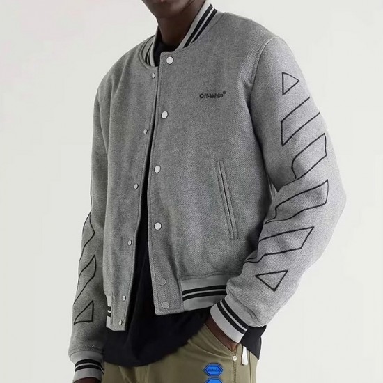 Grey Off White Varsity Wool Jacket Grey Off White Varsity Wool Jacket