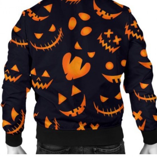 Halloween Pattern Pumpkins Bomber Jacket Halloween Pattern Pumpkins Bomber Jacket