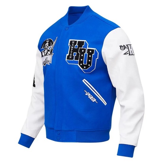Hampton Pirates Classic Varsity Royal and White Jacket Hampton Pirates Classic Varsity Royal and White Jacket