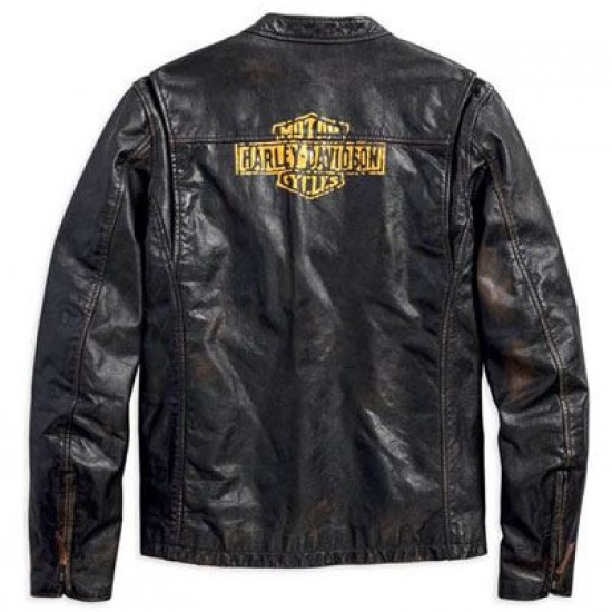 Harley Davidson Men's Forge Distressed Slim Fit Leather Jacket, Black ...