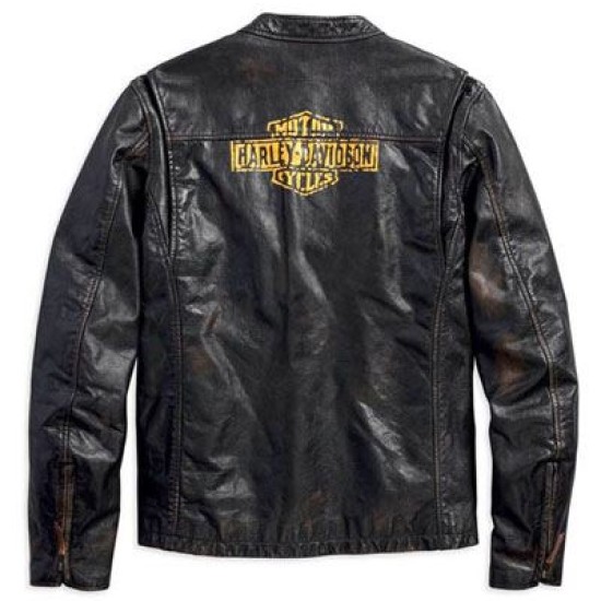 Harley Davidson Men's Forge Distressed Slim Fit Leather Jacket, Black 97006-18VM