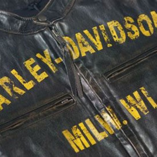 Harley Davidson Men's Forge Distressed Slim Fit Leather Jacket, Black 97006-18VM