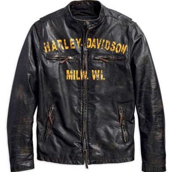 Harley Davidson Men's Forge Distressed Slim Fit Leather Jacket, Black 97006-18VM