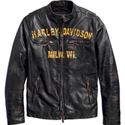 Harley Davidson Men's Forge Distressed Slim Fit Leather Jacket, Black 97006-18VM