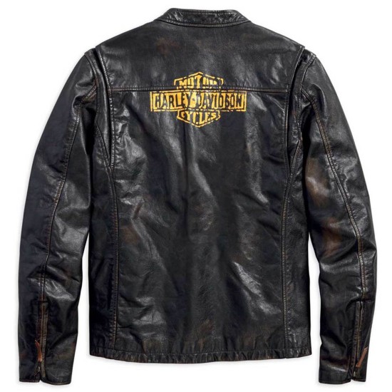 Harley Davidson Men's Forge Distressed Slim Fit Leather Jacket, Black 97006-18VM