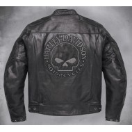 Men's Harley Davidson Reflective Willie G Skull Leather Jacket                  