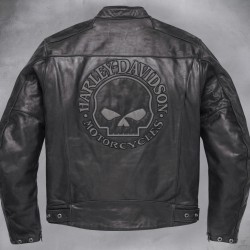 Men's Harley Davidson Reflective Willie G Skull Leather Jacket                  