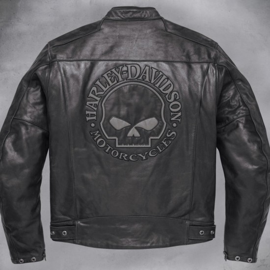 Men's Harley Davidson Reflective Willie G Skull Leather Jacket