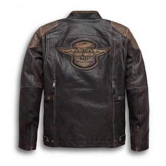 Harley Davidson Triple Vent System Brown Leather Jacket