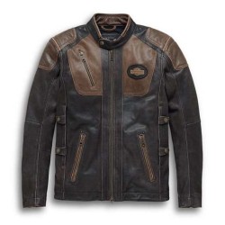 Harley Davidson Triple Vent System Brown Leather Jacket
