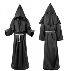 Horror Grim Reaper Costume Vintage Monk Cosplay Cloak Robe Scary Wizard Costume