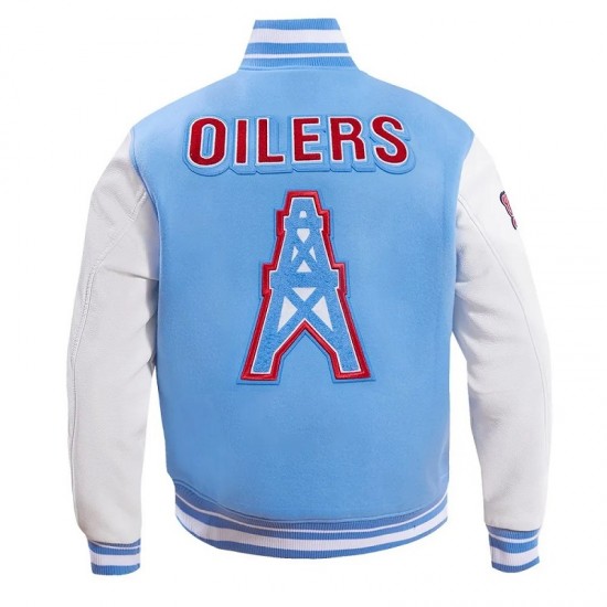 Houston Oilers Retro Classic Blue Varsity Jacket Houston Oilers Retro Classic Blue Varsity Jacket