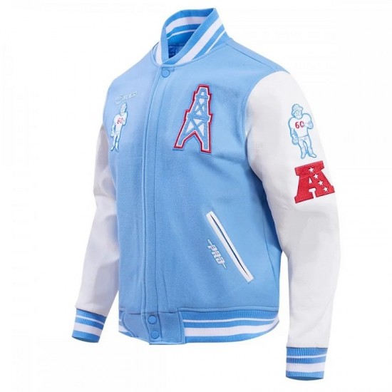 Houston Oilers Retro Classic Blue Varsity Jacket Houston Oilers Retro Classic Blue Varsity Jacket