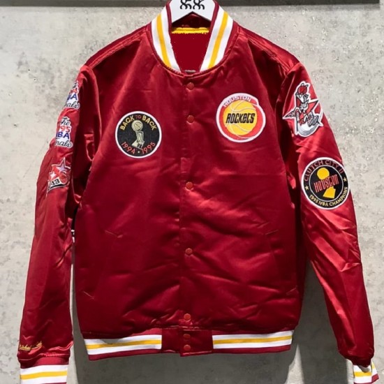 Houston Rockets Red Satin Jacket Houston Rockets Red Satin Jacket