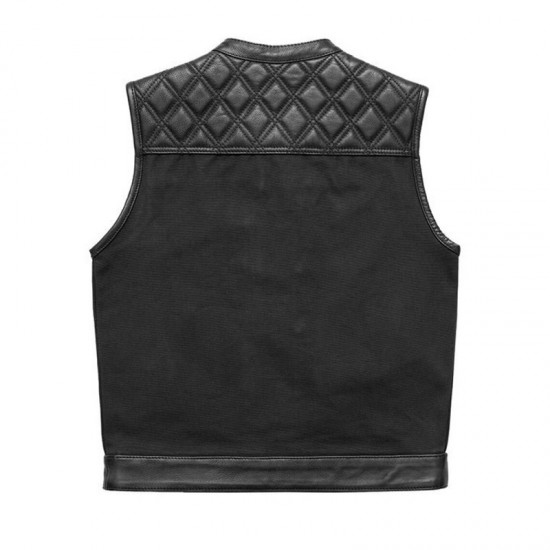 Hunt Club Leather Builder Black Double Diamond Quilted Motorcycle Stinger Biker Vest Hunt Club Leather Builder Black Double Diamond Quilted Motorcycle Stinger Biker Vest