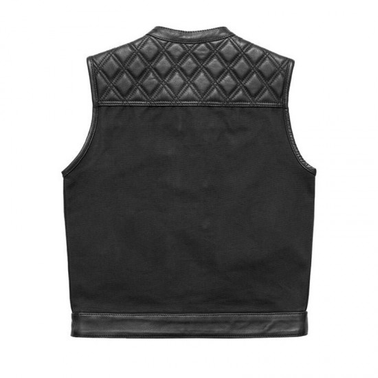 Hunt Club Leather Builder Black Double Diamond Quilted Motorcycle Stinger Biker Vest