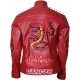 I Am Venomous Last Bite Snake Logo Danger Red Studded Biker Leather Jacket I Am Venomous Last Bite Snake Logo Danger Red Studded Biker Leather Jacket