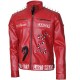 I Am Venomous Last Bite Snake Logo Danger Red Studded Biker Leather Jacket I Am Venomous Last Bite Snake Logo Danger Red Studded Biker Leather Jacket