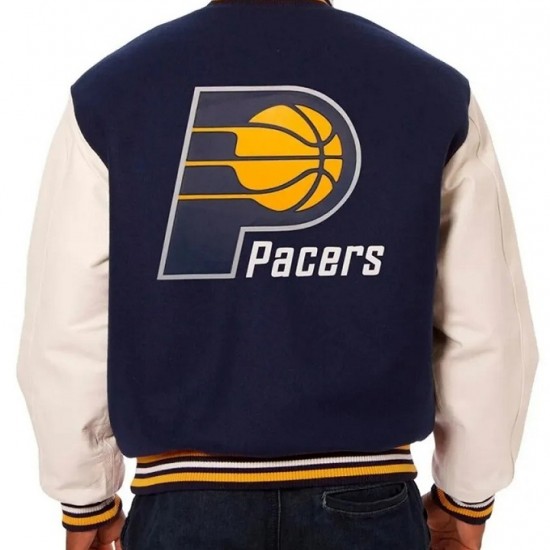Indiana Pacers Navy and White Varsity Jacket Indiana Pacers Navy and White Varsity Jacket