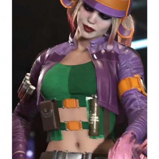 Injustice 2 Harley Quinn Purple Leather Jacket