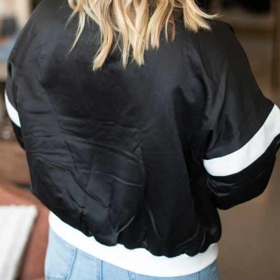Iowa Hawkeyes Gameday Varsity Black Satin Jacket