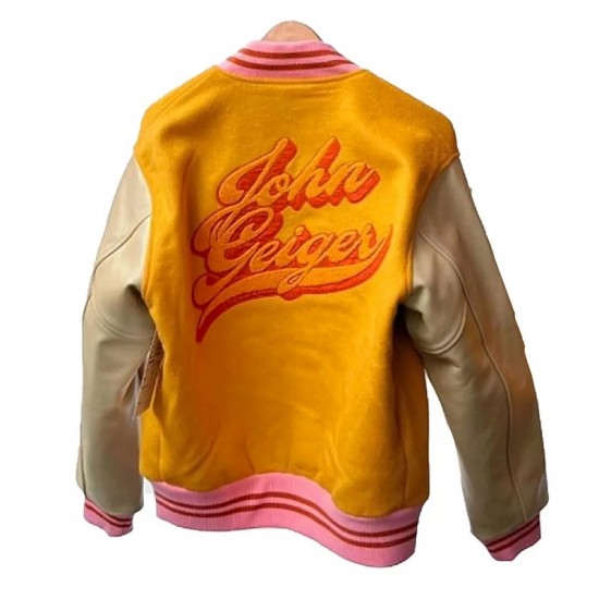John Geiger Gold and Beige Varsity Jacket John Geiger Gold and Beige Varsity Jacket