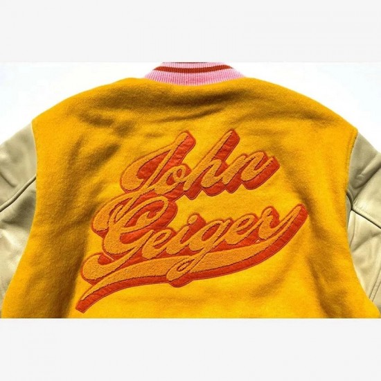 John Geiger Gold and Beige Varsity Jacket John Geiger Gold and Beige Varsity Jacket
