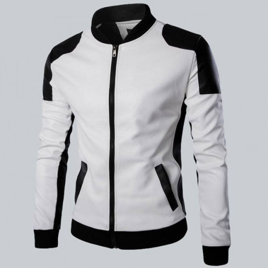 Joliet White Leather Perforated Jacket Mens Joliet White Leather Perforated Jacket Mens