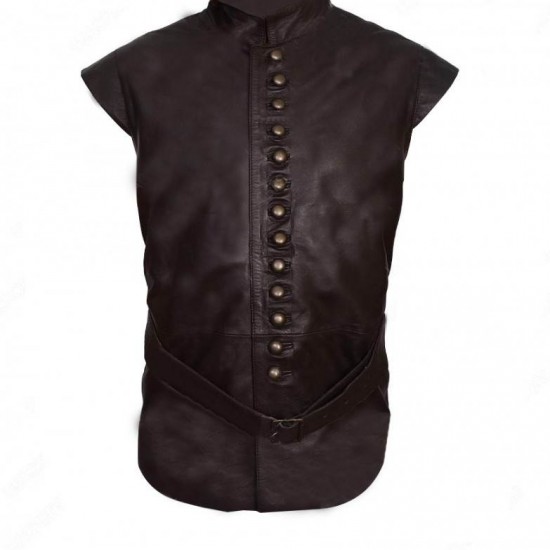 Joshua Sasse Galavant Brown Leather Vest        