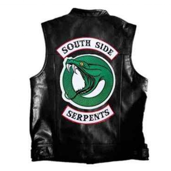 Jughead's South Side Serpents Riverdale Snake Poison Leather Costume Cosplay Jacket With Vest