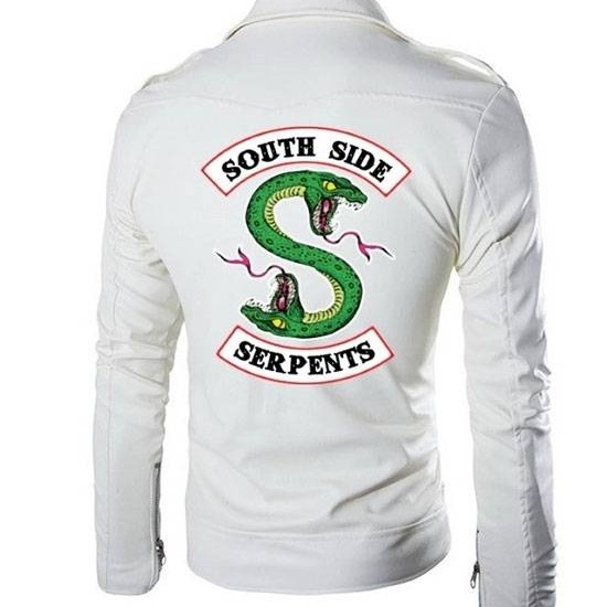 White Jughead's South Side Serpents Riverdale Snake Poison Leather Jacket Motorcycle Jacket