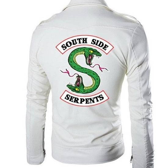 White And Black Jughead's South Side Serpents Riverdale Snake Poison Leather Jacket Motorcycle Jacket White And Black Jughead's South Side Serpents Riverdale Snake Poison Leather Jacket Motorcycle Jacket