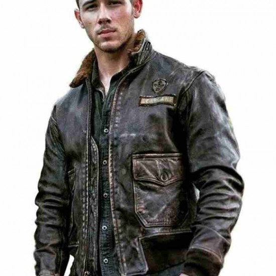 Jumanji 2 Nick Jonas Bomber Leather Jacket Jumanji 2 Nick Jonas Bomber Leather Jacket