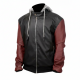 Justice League Barry Allen Flash Leather Jacket With Fleece Hood