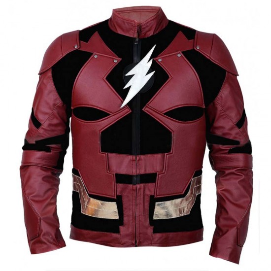 Justice League The Flash Burgundy Leather Costume Jacket Justice League The Flash Burgundy Leather Costume Jacket