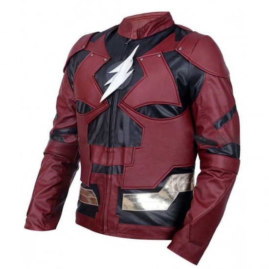Justice League The Flash Burgundy Leather Costume Jacket Justice League The Flash Burgundy Leather Costume Jacket