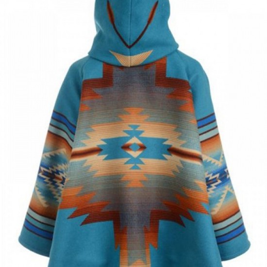 Kelly Reilly Yellowstone Blue Hooded Coat Kelly Reilly Yellowstone Blue Hooded Coat