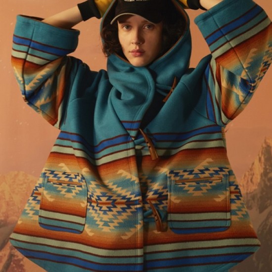 Kelly Reilly Yellowstone Blue Hooded Coat Kelly Reilly Yellowstone Blue Hooded Coat