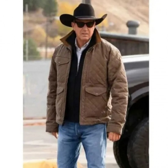 Kevin Costner Yellowstone Season 04 Brown Quilted Jacket Kevin Costner Yellowstone Season 04 Brown Quilted Jacket