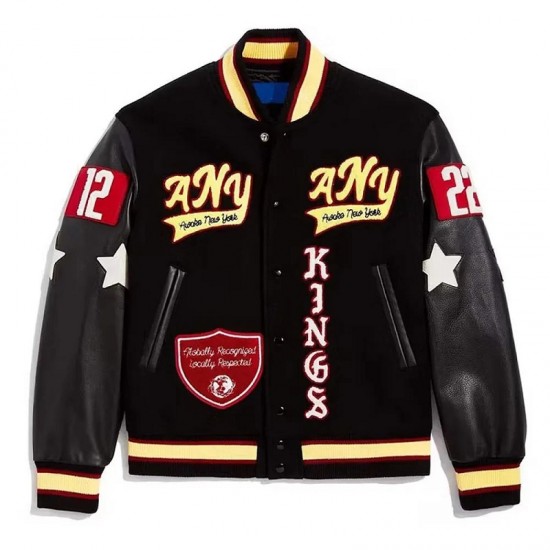 Kings Awake NY Black Varsity Jacket Kings Awake NY Black Varsity Jacket