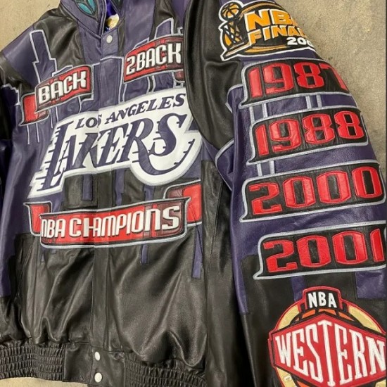 LA Lakers 2001 Back 2 Back Leather Jacket