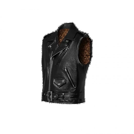 LV Sleeveless Grained Leather Biker Vest LV Sleeveless Grained Leather Biker Vest